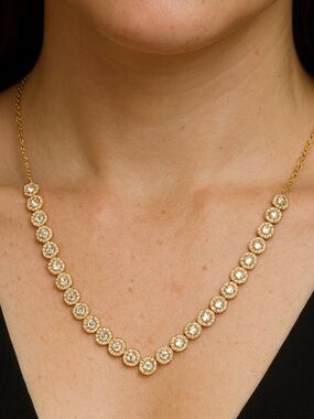 Authentic Swarovski Gold Crystal Tennis Necklace